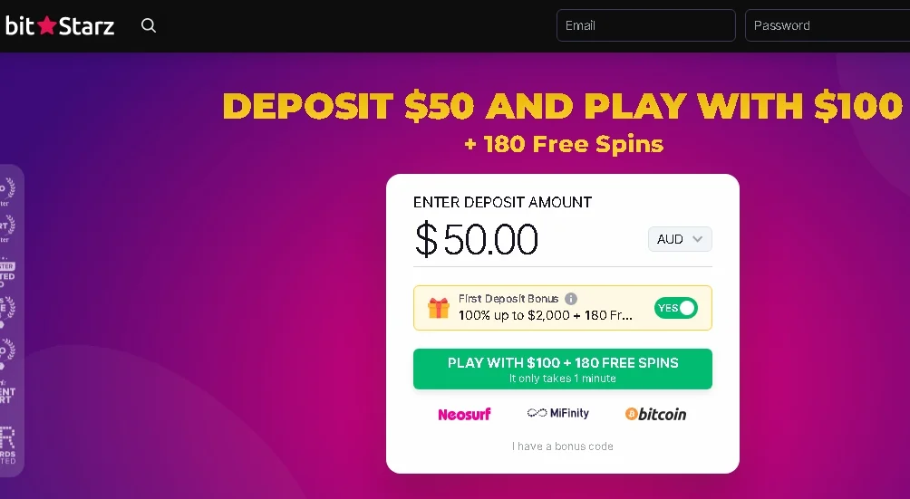 BitStarNo deposit bonus casino