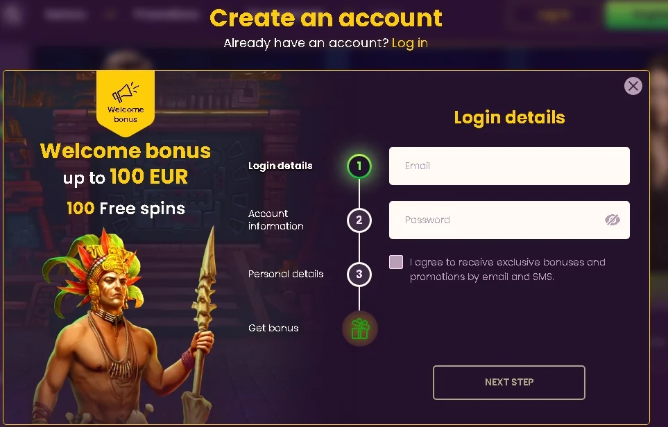 Bizzo Casino registration