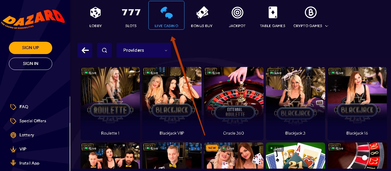 DAZARD live casino