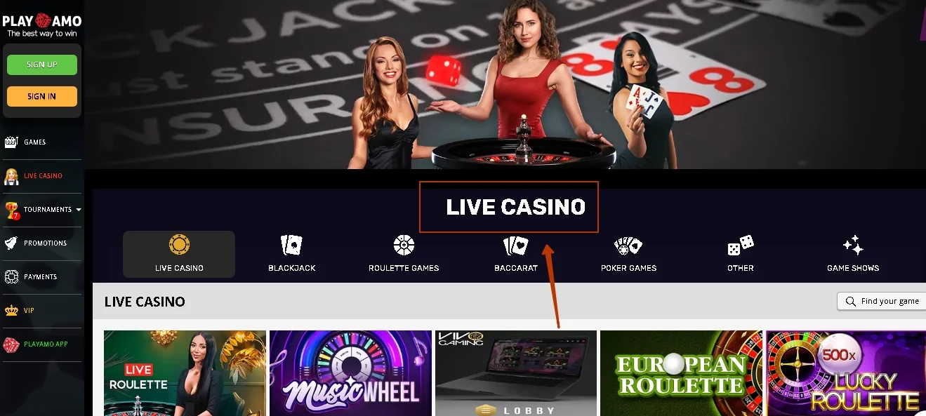 PlayAmo Live Casino Online Australia