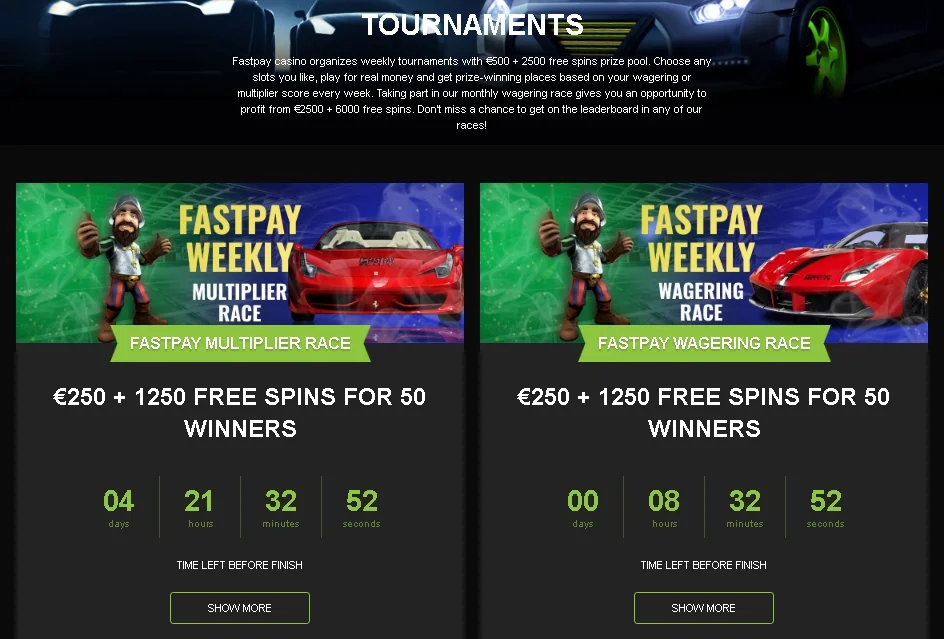 Tournaments at Fastpay casino
