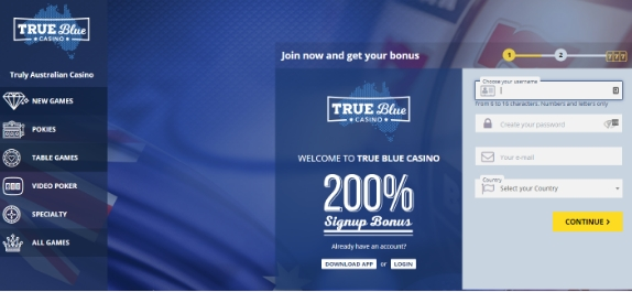 True Blue Casino Bonus